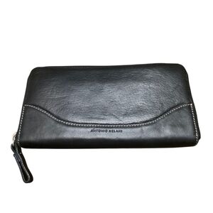 Antonio Melani Black Leather Zip Around Wallet